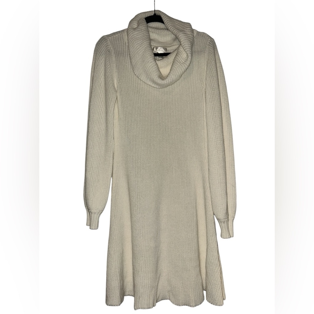 White Cowl Neck Sweater Dress | medium
